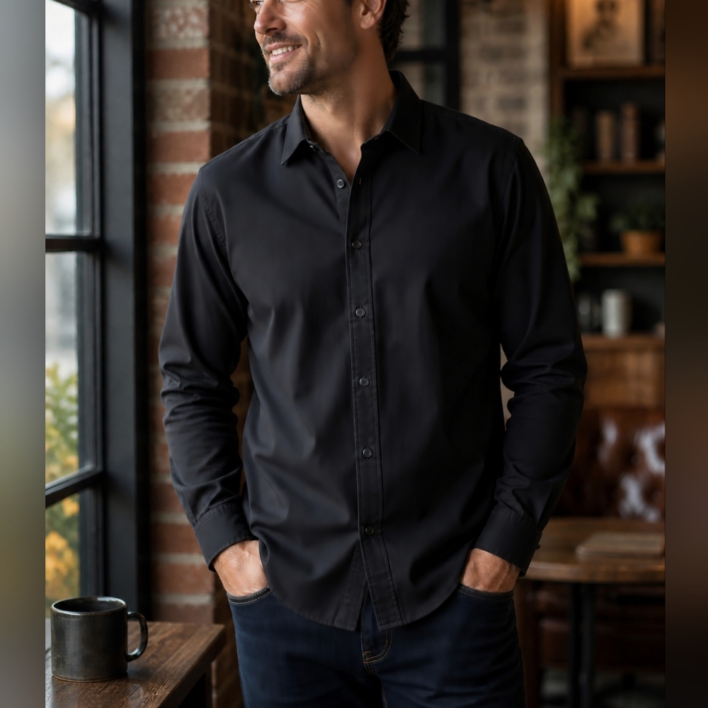 UNTUCKit Black Button Down Shirt XL Wrinkle-Free Regular Fit Long Sleeve NWOT